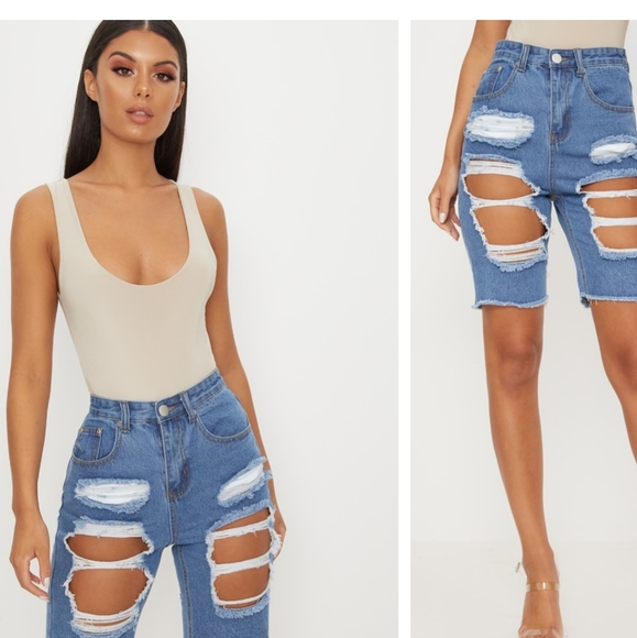 PrettyLittleThing Pants - PUT Denim Shorts
